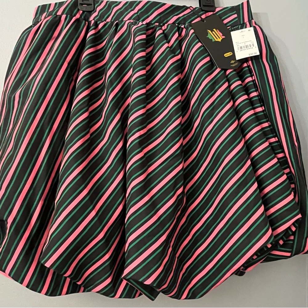 Vibrant Pink and Green Skirt with Flowy Design